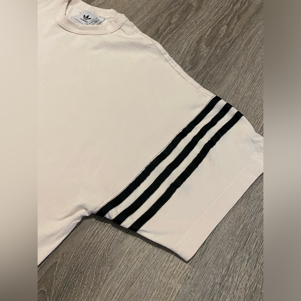 Adidas Originals Cream 3-Stripe Tee | Men’s Medium Cotton T-Shirt - Picture 4 of 5